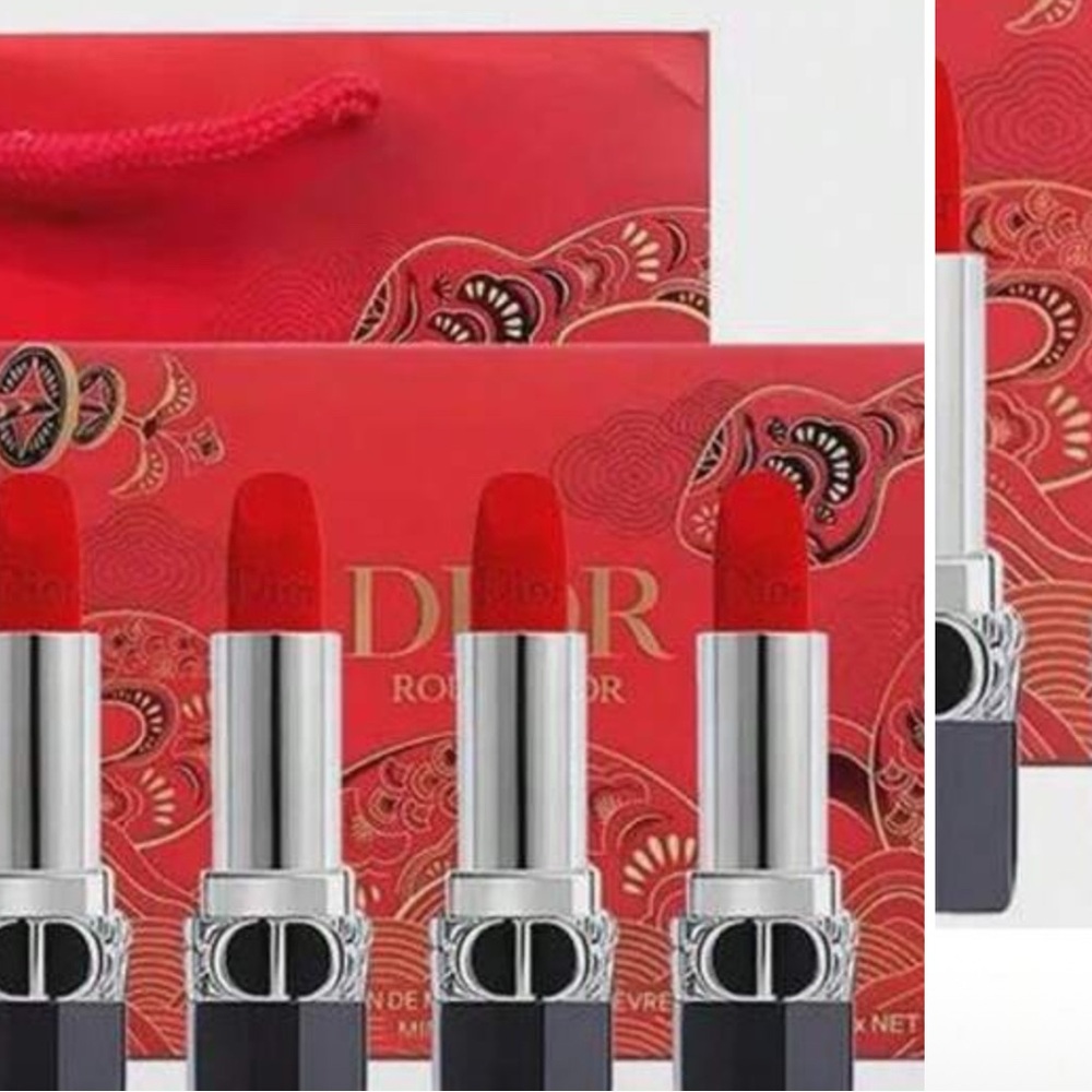 Dior Red Lipstick Collection Sleek Metallic Design - Picture 2 of 3